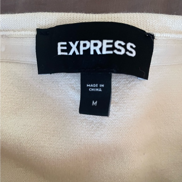 Express Cream Mermaid Long Sleeve Off the Shoulder Sweater Dress - Picture 4 of 5